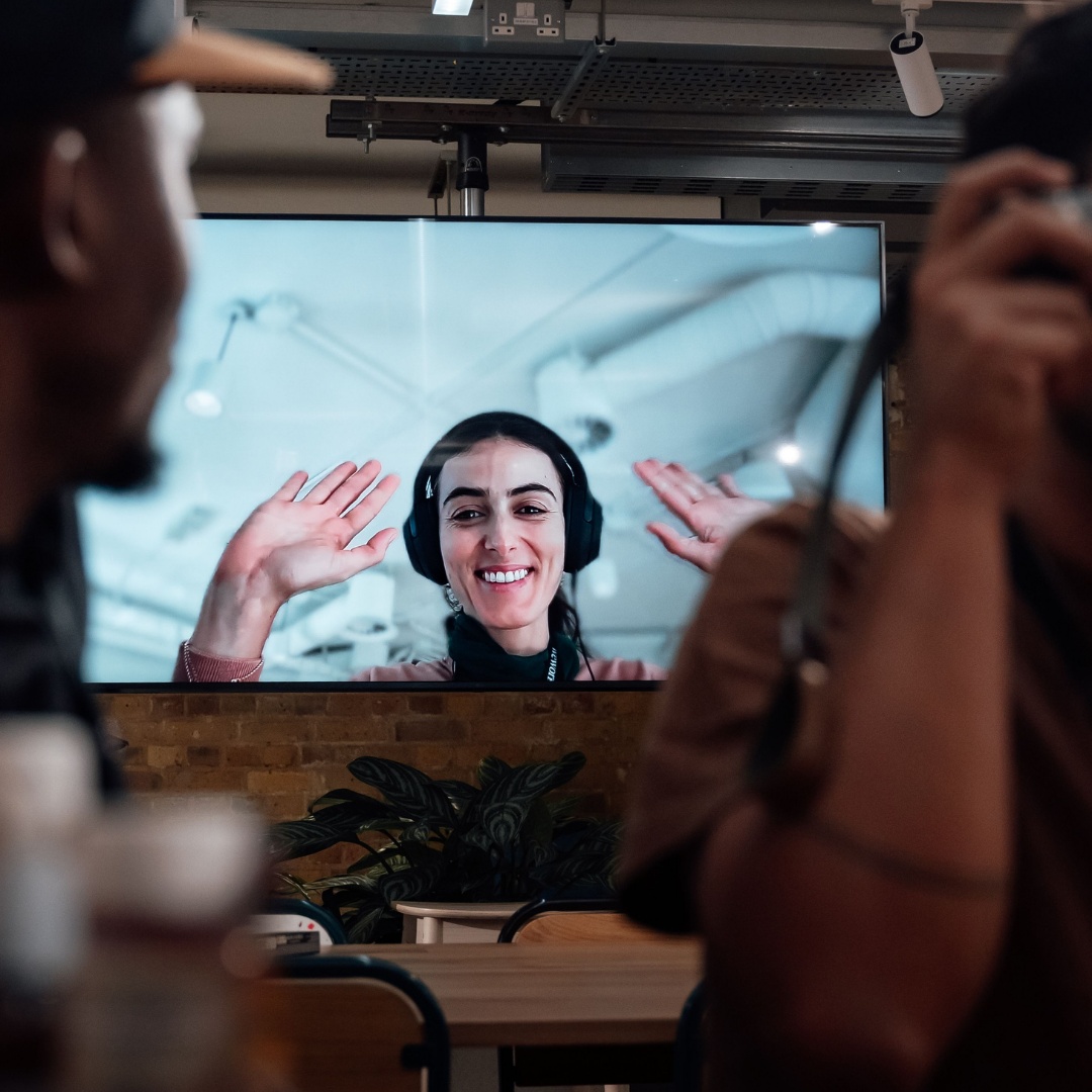 A remote team collaborating over a video call