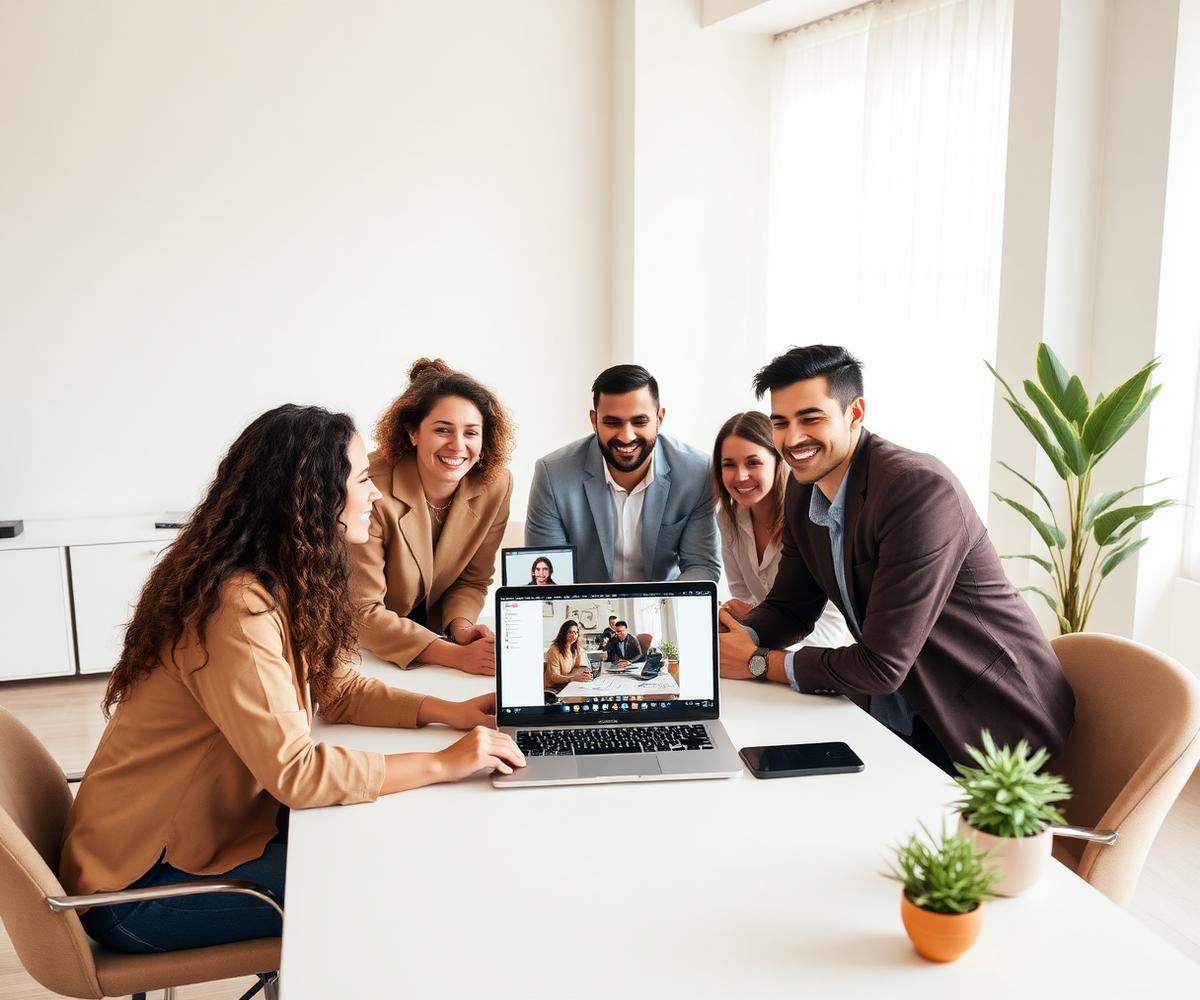 A remote team collaborating over a video call